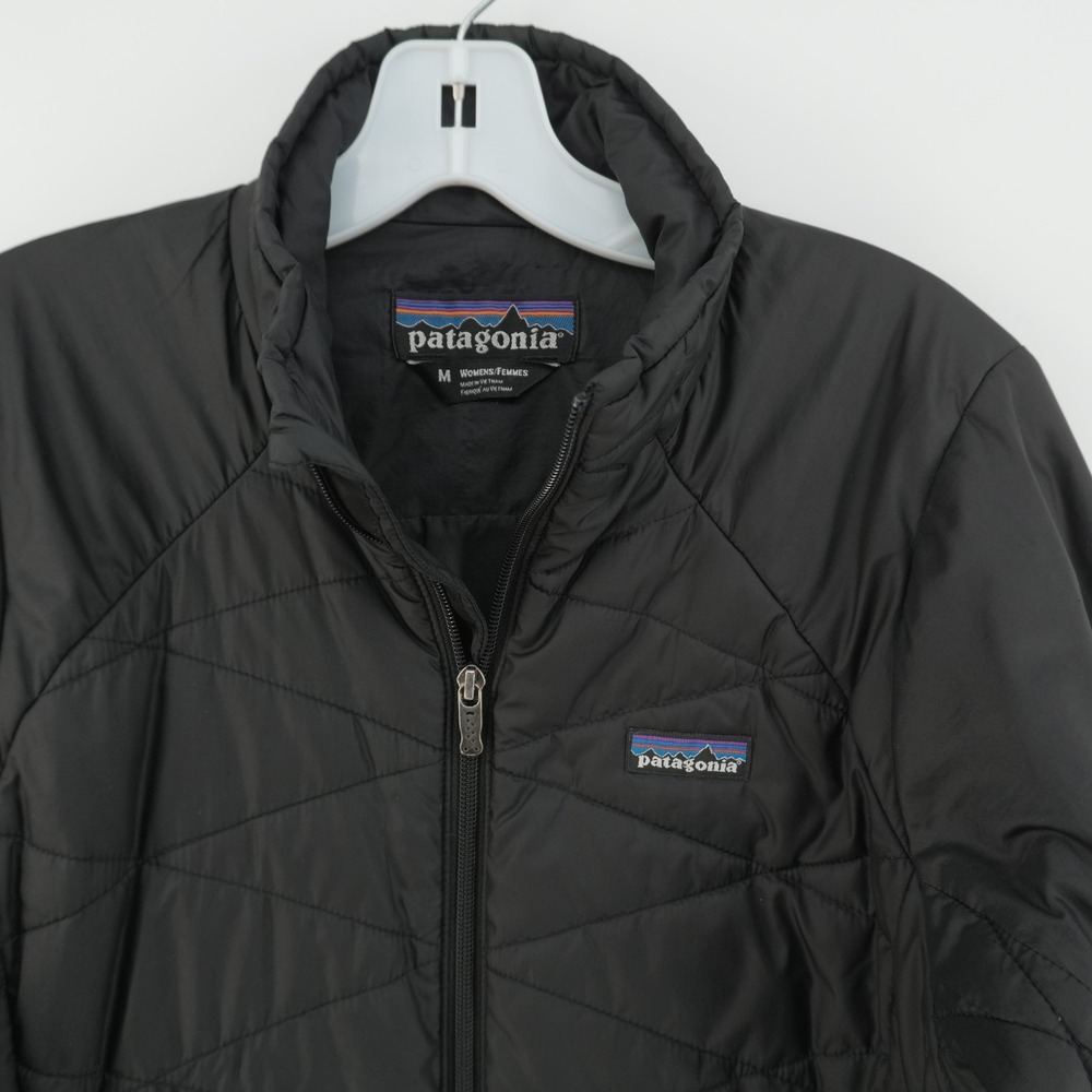 Patagonia Nano Puff Jacket Womens Medium Black Quilted Full Zip Insulated Short